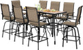 PHI VILLA Outdoor Patio Swivel Bar Set of 11, Textilene Bar Height Chair by PHIVILLAThepioneerofcomfortablehouseholdsupplies