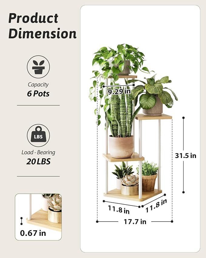 Tall Plant Stand Indoor 4 Tiered Plant Shelf - Image 2