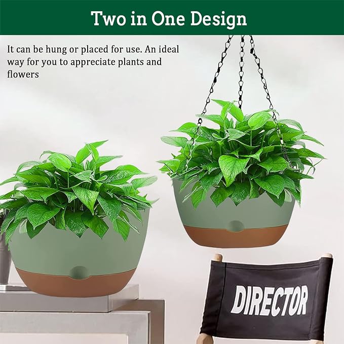 Hanging Planter Self Watering 10 Inch, 2 Pack Indoor Outdoor Hanging Baskets - Image 7