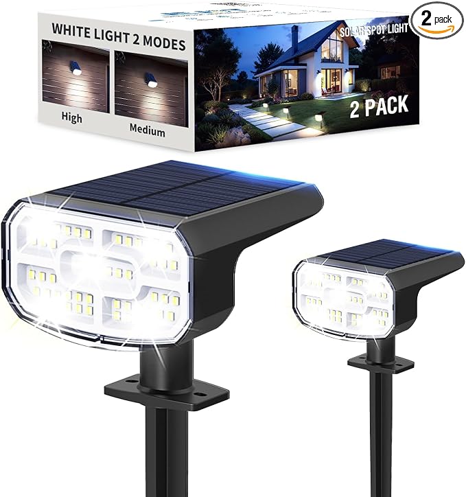 Solar Lights Outdoor Waterproof IP65, Super Bright LED, Cool Light 2 Lighting by JEJOT