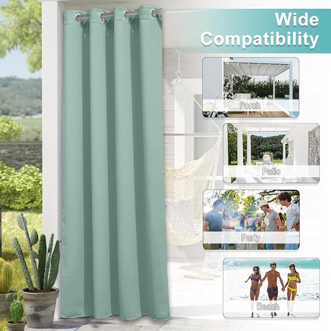 NICETOWN Outdoor Curtain for Patio Waterproof Extra Wide 84 inch, Sun Blocking - Image 8