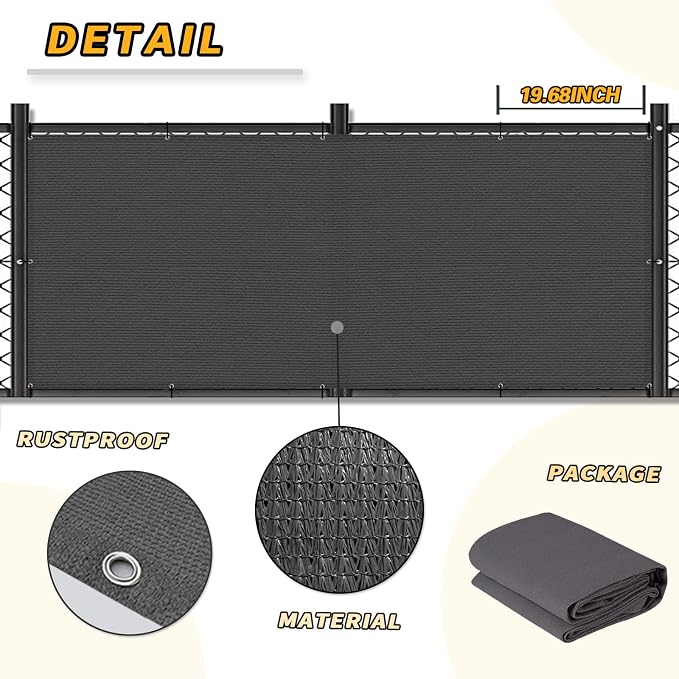 LOVE STORY 3'x6' Dark Grey Balcony Screen Privacy Fence Cover UV Protection - Image 3