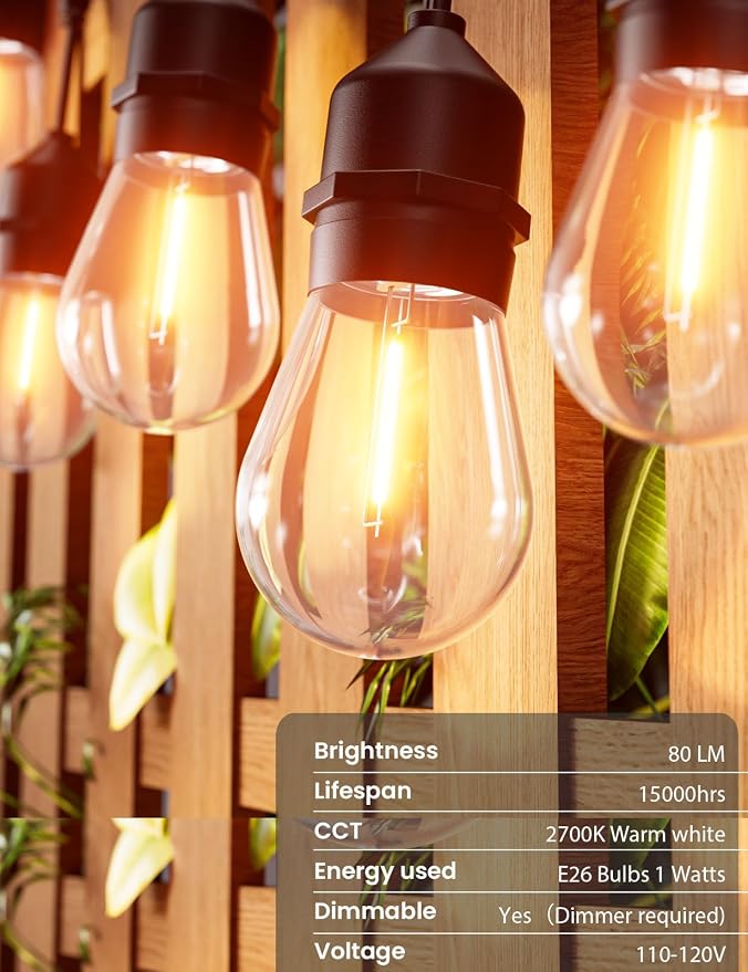 Svater Outdoor Led String Lights 36 FT, Patio Lights - Image 4
