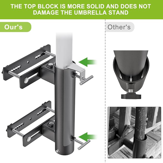 Heavy Duty Deck Railing Umbrella Holder, Adjustable Patio Umbrella Stand - Image 5