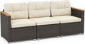 Tangkula 3-Seat Patio Wicker Couch Sofa, Outdoor 3 Seater Rattan Furniture Set by TANGKULA