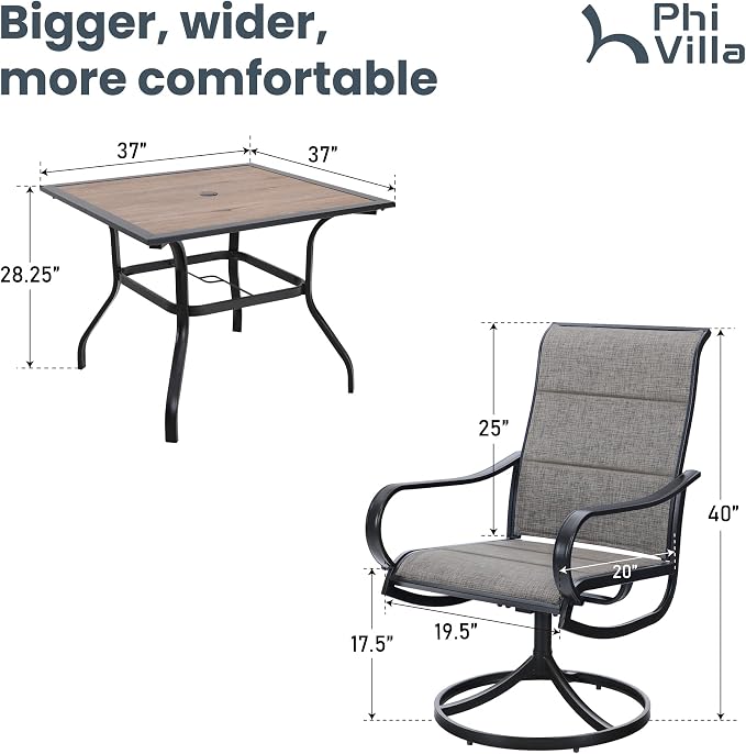 PHI VILLA 5 PCS Patio Dining Set - Image 6