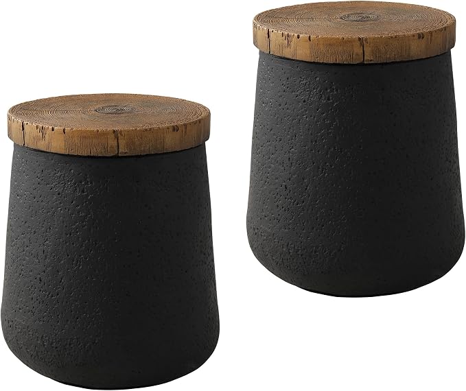 SUNBURY Outdoor Side Table, Patio Accent Side Table, Concrete Garden Stool by SUNBURY