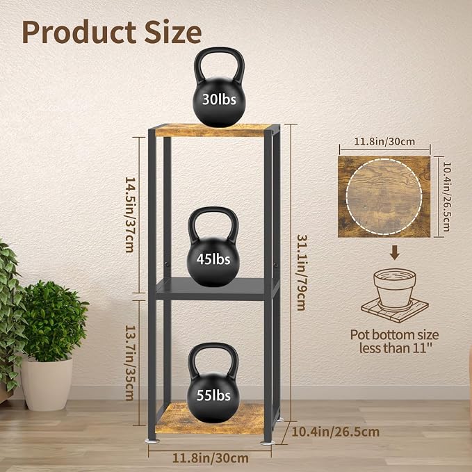 LASZOLA Black 3 Tiered Wood Plant Stand Indoor - Image 3