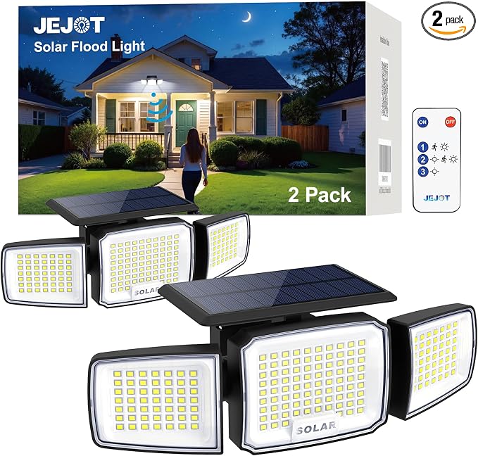 Solar Security Light Outdoor Super Bright LED, Motion Sensor Flood Light by JEJOT