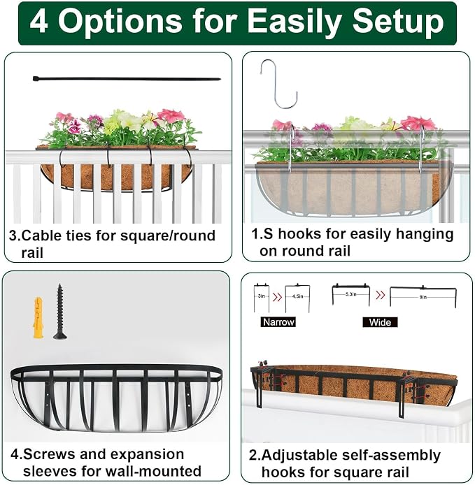 4 Pack 16" Railing Planter Window Box - Image 5