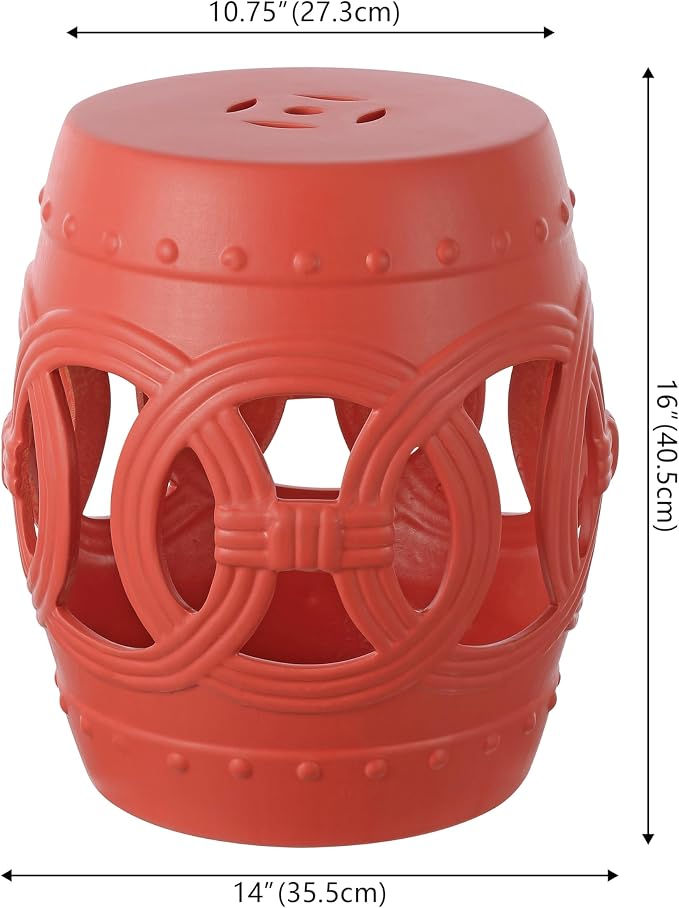 JONATHAN Y TBL1022G Lucky Coins 16" Chinese Ceramic Drum Indoor/Outdoor Garden - Image 3