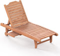Wooden Chaise Lounge Chair, 3-Position Adjustable Outdoor Tanning Chair by EUNHOO
