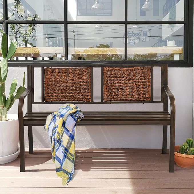 S AFSTAR Outdoor Garden Bench, Polyethylene, 50.5 in Width, 2 Adults - Image 2
