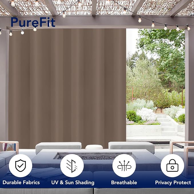 PureFit Outdoor Curtains for Patio Waterproof Weatherproof, UV Resistant - Image 3