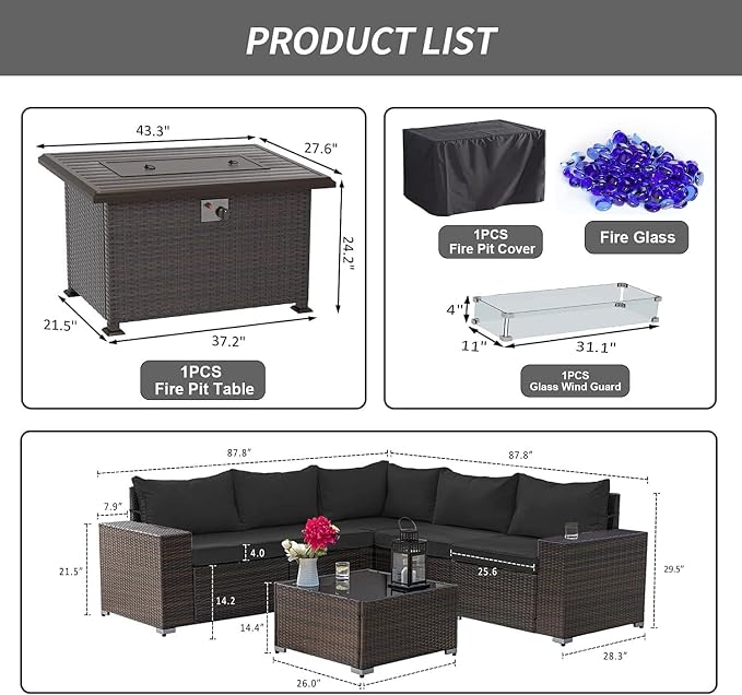 Kullavik 7 Pieces Outdoor Patio Furniture Set - Image 6
