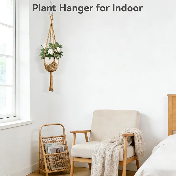 USLAI Macrame Plant Hanger Indoor Outdoor, Fits 3 to 6.5 inch Pots, Hanging - Image 4