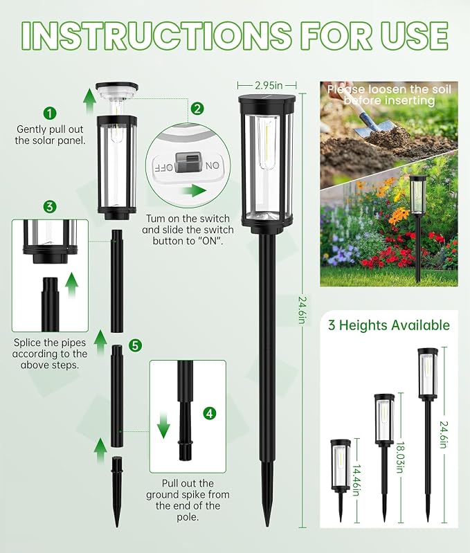 Bright Solar Pathway Lights Outdoor, 8 Pack Solar Powered Garden Lights - Image 8