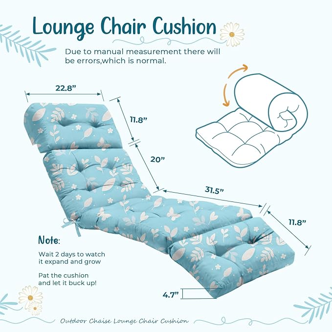 4 Pack Outdoor Chaise Lounge Chair Cushion 75.1 x 22.8 x 4.7 Inches 100% - Image 2