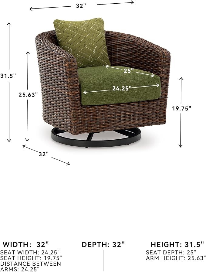 Signature Design by Ashley Horizon Hall Casual Outdoor Weather Resistant Swivel - Image 7