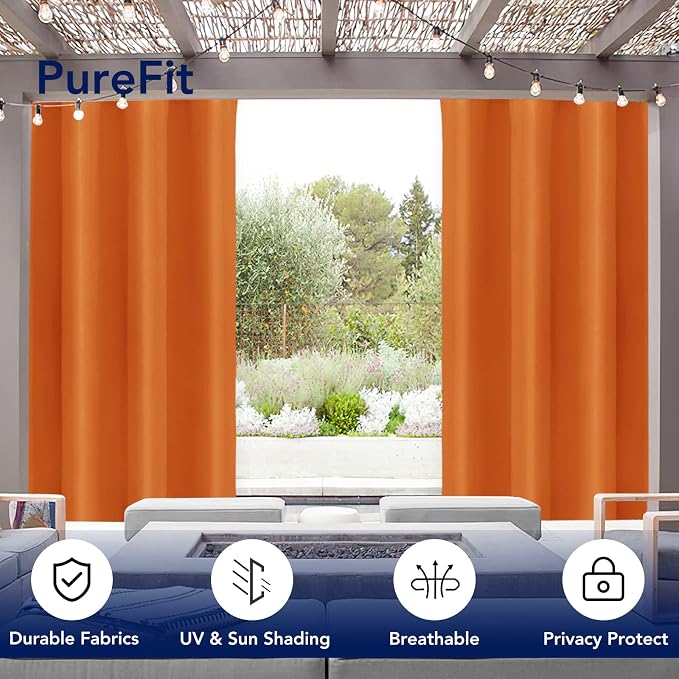 PureFit Outdoor Curtains for Patio Waterproof Weatherproof, UV Resistant - Image 3