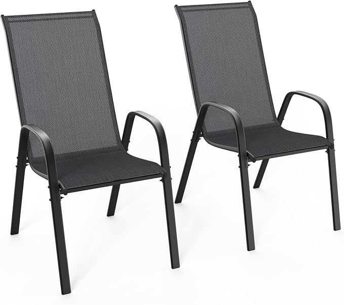 VINGLI Patio Chairs Set of 2 – Stackable Outdoor Dining Chairs by VINGLI