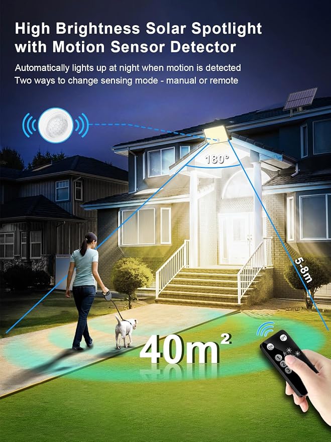 Solar Lights Outdoor Waterproof IP65, 172LED 9000K 3Modes Split Solar Motion - Image 3