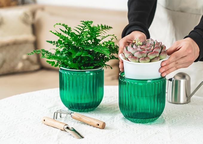 Melphoe 2 Pack Self Watering Hanging Planters Indoor Flower Pots, 5.3 Inch - Image 3