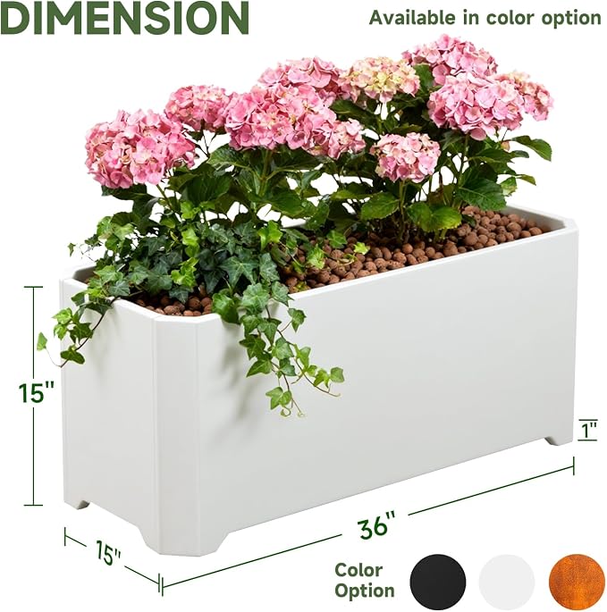Steel Planter Box-36"x15"x15"-Large Rectangular Planters - Image 2