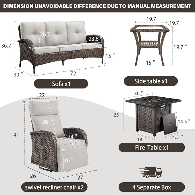 Belord 5 Piece Wicker Patio Furniture Set - Image 2