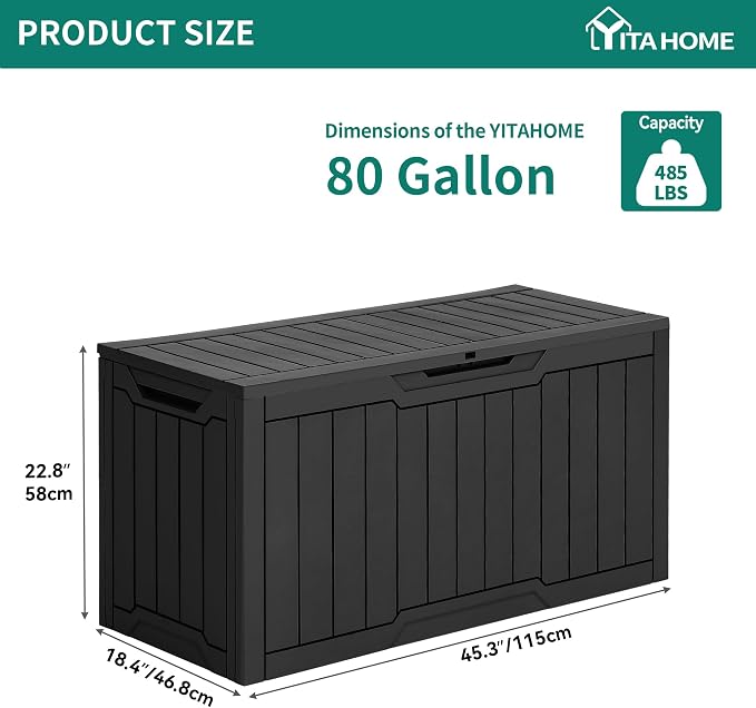 YITAHOME 80 Gallon Outdoor Storage Box, Large Water Resistant Resin Deck Box - Image 7