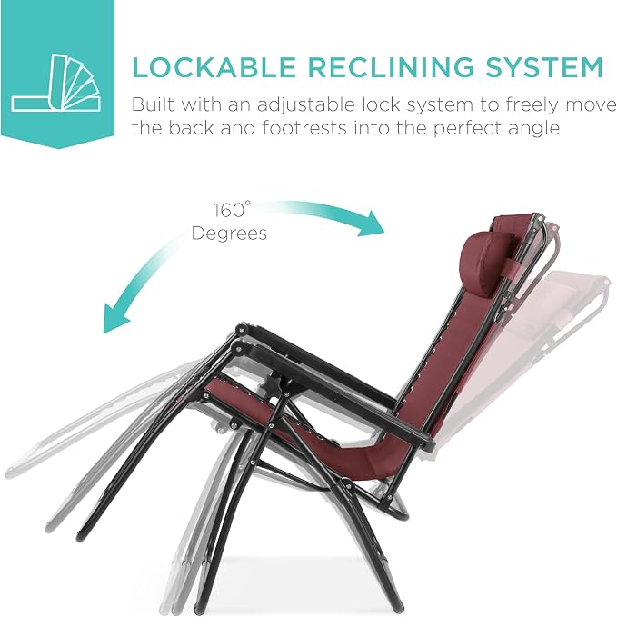 Best Choice Products Folding Zero Gravity Outdoor Recliner Patio Lounge Chair - Image 4