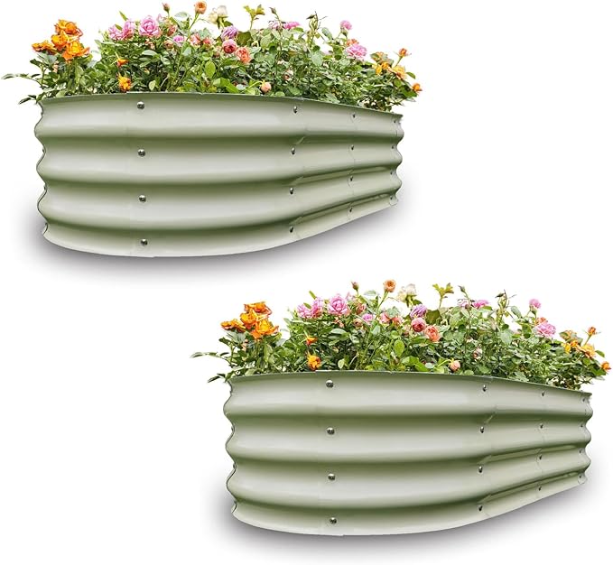 Gardmax 2 Pack Galvanized Raised Garden Bed, Lightweight Planter Boxes Outdoor by ChooseGardmaxforbetterlife