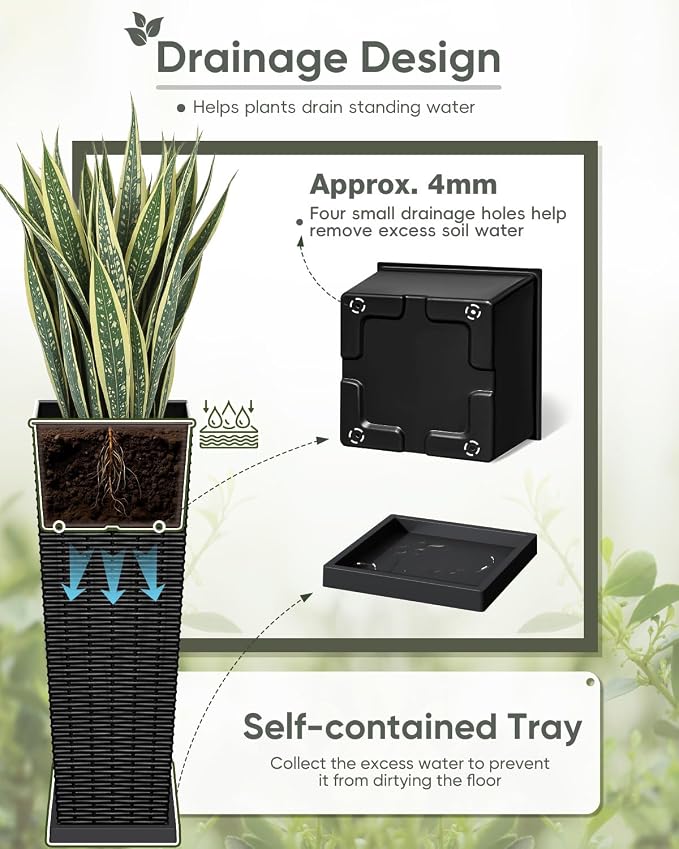 Greesum Set of 2 Tall Plastic Planters - Image 4