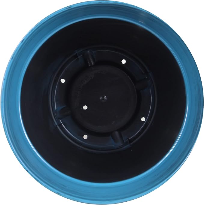 Garden Elements Indoor/Outdoor Glazed Brushed Happy Plastic Planter, Dark Blue - Image 4