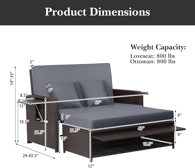 RELAX4LIFE Wicker Patio Outdoor Daybed - Image 3