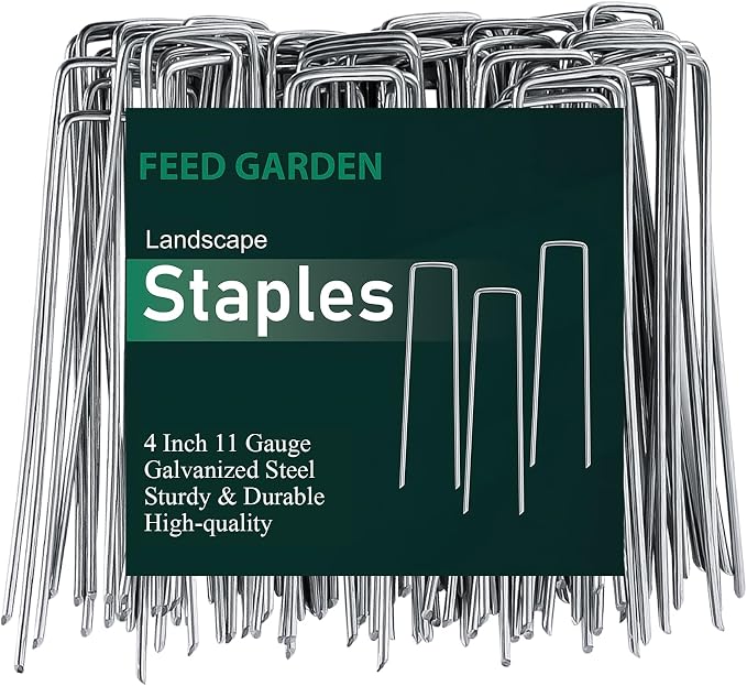 FEED GARDEN 4 Inch 50 Pack Galvanized Landscape Staples 11 Gauge Anti-Rust by FEEDGARDEN