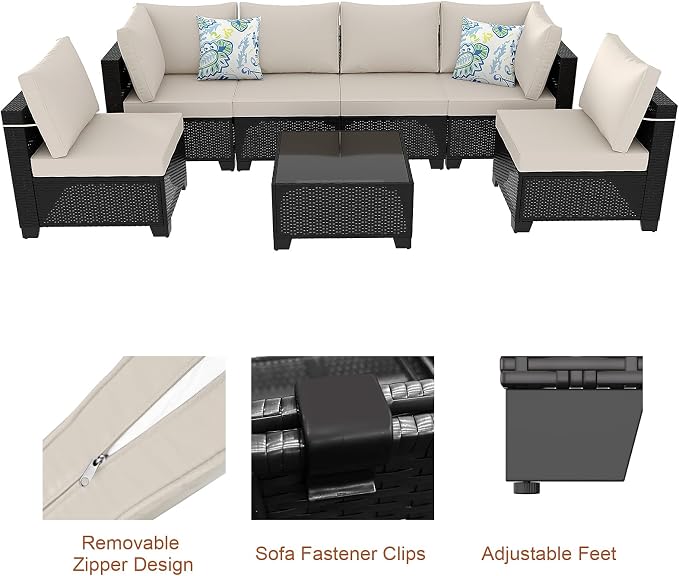 Outdoor Wicker Patio Furniture Set, Rattan Sectional Sofa Set - Image 5