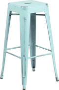 Flash Furniture Kai Commercial Grade 30" High Backless Distressed Green-Blue by FlashFurniture