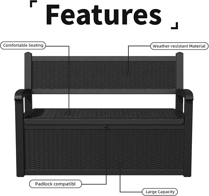 DRATO 75 Gallon Storage Bench Deck Box Outdoor Indoor, Lockable Durable - Image 7