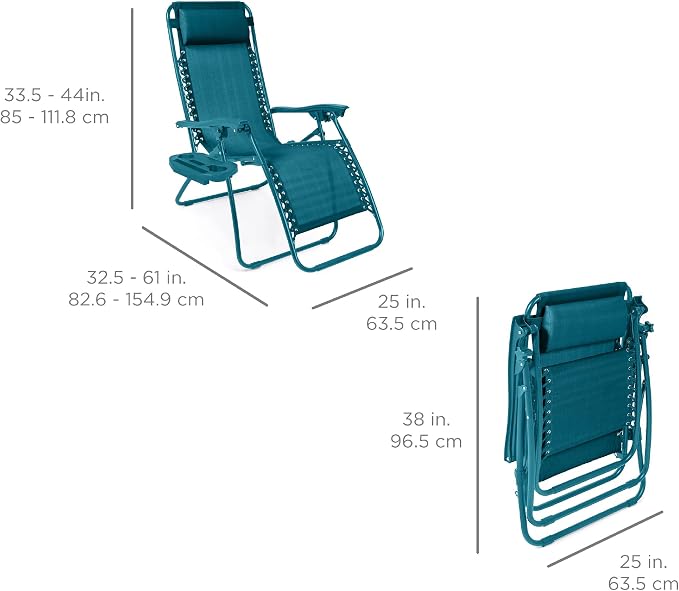 Best Choice Products Set of 2 Adjustable Steel Mesh Zero Gravity Lounge Chair - Image 2
