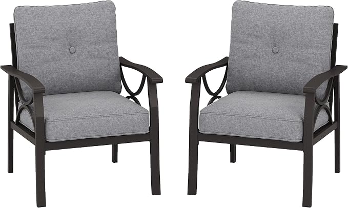 RoyalCraft 2 Pieces Outdoor Single Sofa, All-Weather Patio Metal Armchair - Image 8