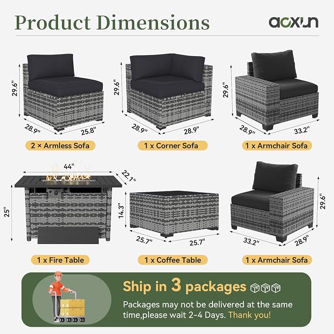 Aoxun 7 Piece Patio Furniture Set - Image 9
