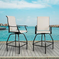 LEVELEVE Patio Bar Set 2pcs Swivel Bar Stools Outdoor Bistro Textilene by Enjoyyourlife