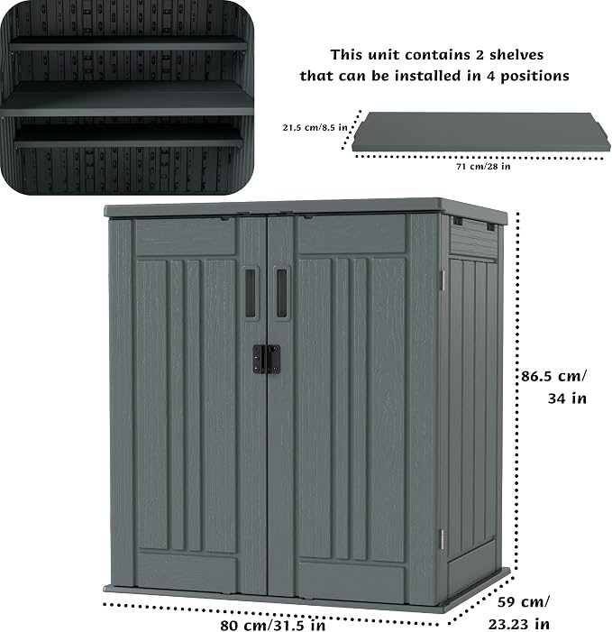 EHHLY Heavy Duty Small Storage Cabinet Outdoor Weatherproof, 14 Cuft Garage - Image 2