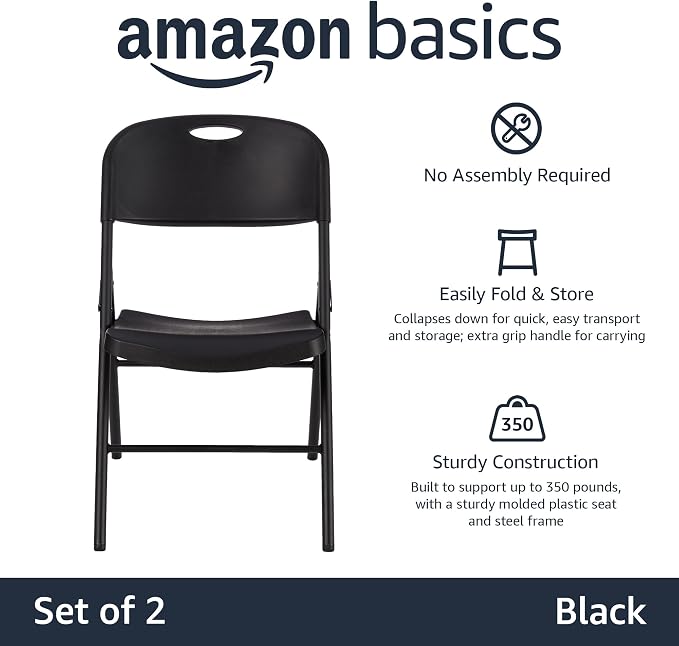 Amazon Basics Portable Folding Plastic Chair, Events Seating, 350-Pound Capacity - Image 4