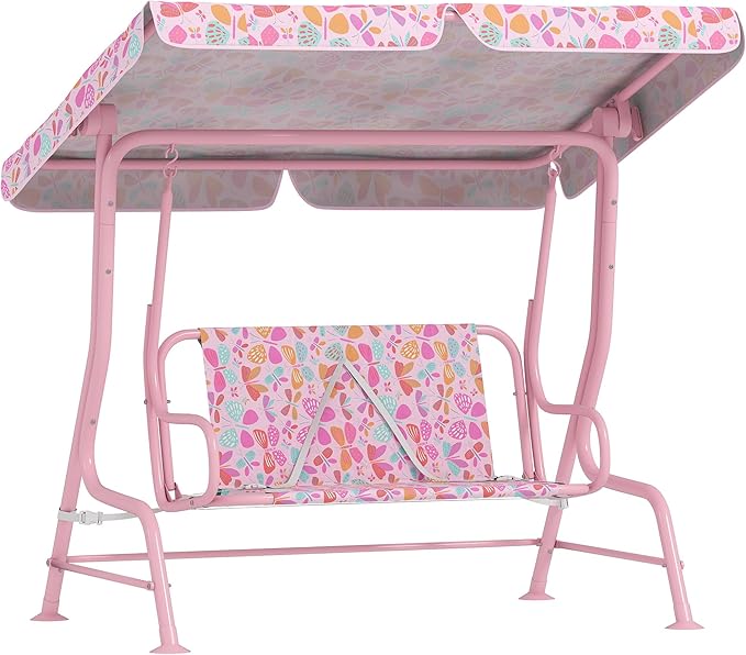 Qaba Kids Patio Swing, 2-Seater Outdoor Porch Swing Chair by Qaba