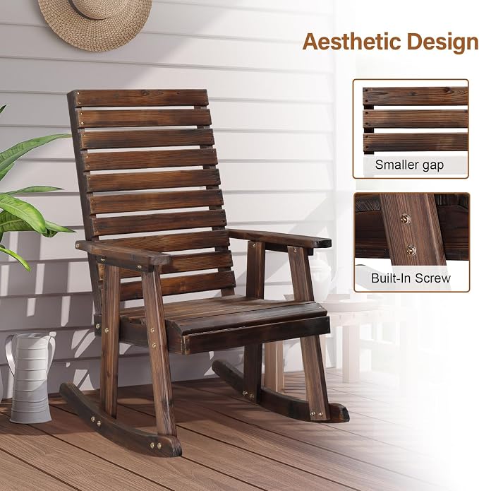 VINGLI Wooden Rocking Chair - Image 5