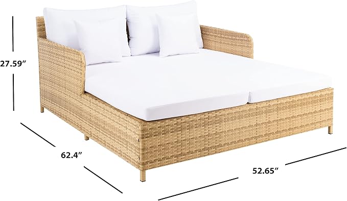 SAFAVIEH Outdoor Collection Cadeo Natural/White Cushion Daybed PAT7500D - Image 16