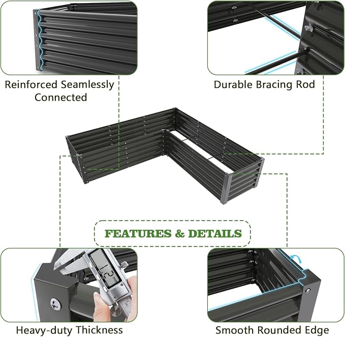 A ANLEOLIFE 8-Pack 6X3X1.5ft & 74x74x18 in Deep Root Galvanized Raised Garden - Image 3