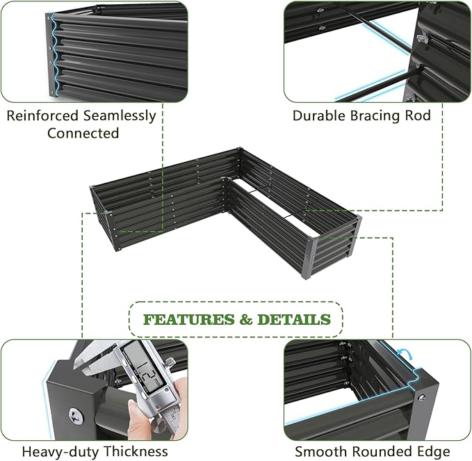 A ANLEOLIFE 8-Pack 4X4X1.5ft & 74x74x18in Deep Root Galvanized Raised Garden - Image 7